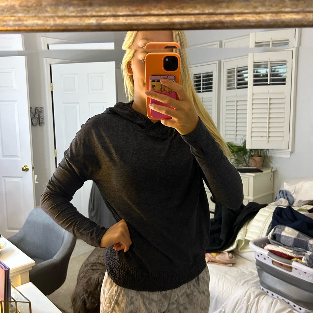 Lululemon dark gray hooded long sleeve